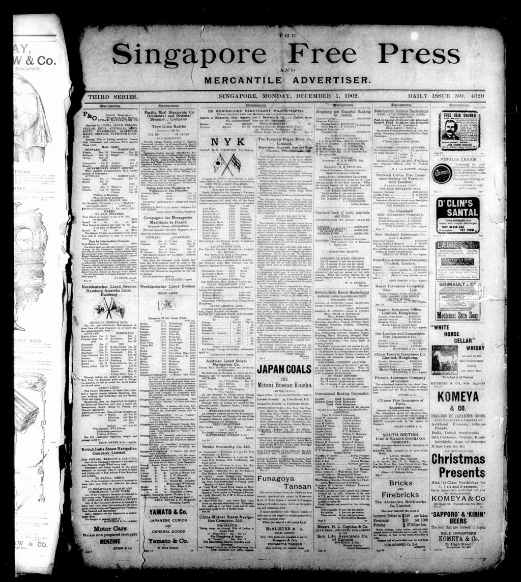 Miniature of Singapore Free Press and Mercantile Advertiser 01 December 1902