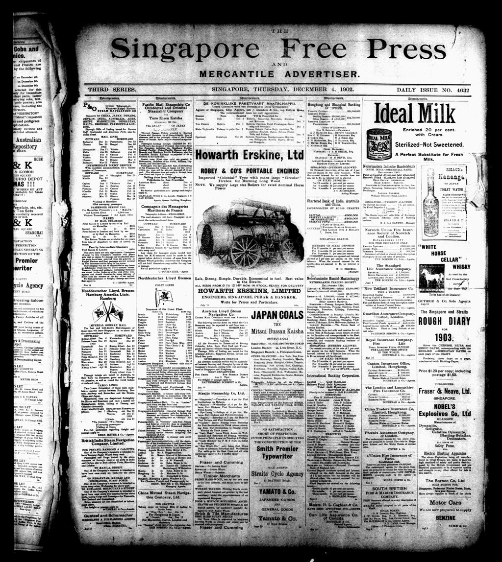 Miniature of Singapore Free Press and Mercantile Advertiser 04 December 1902