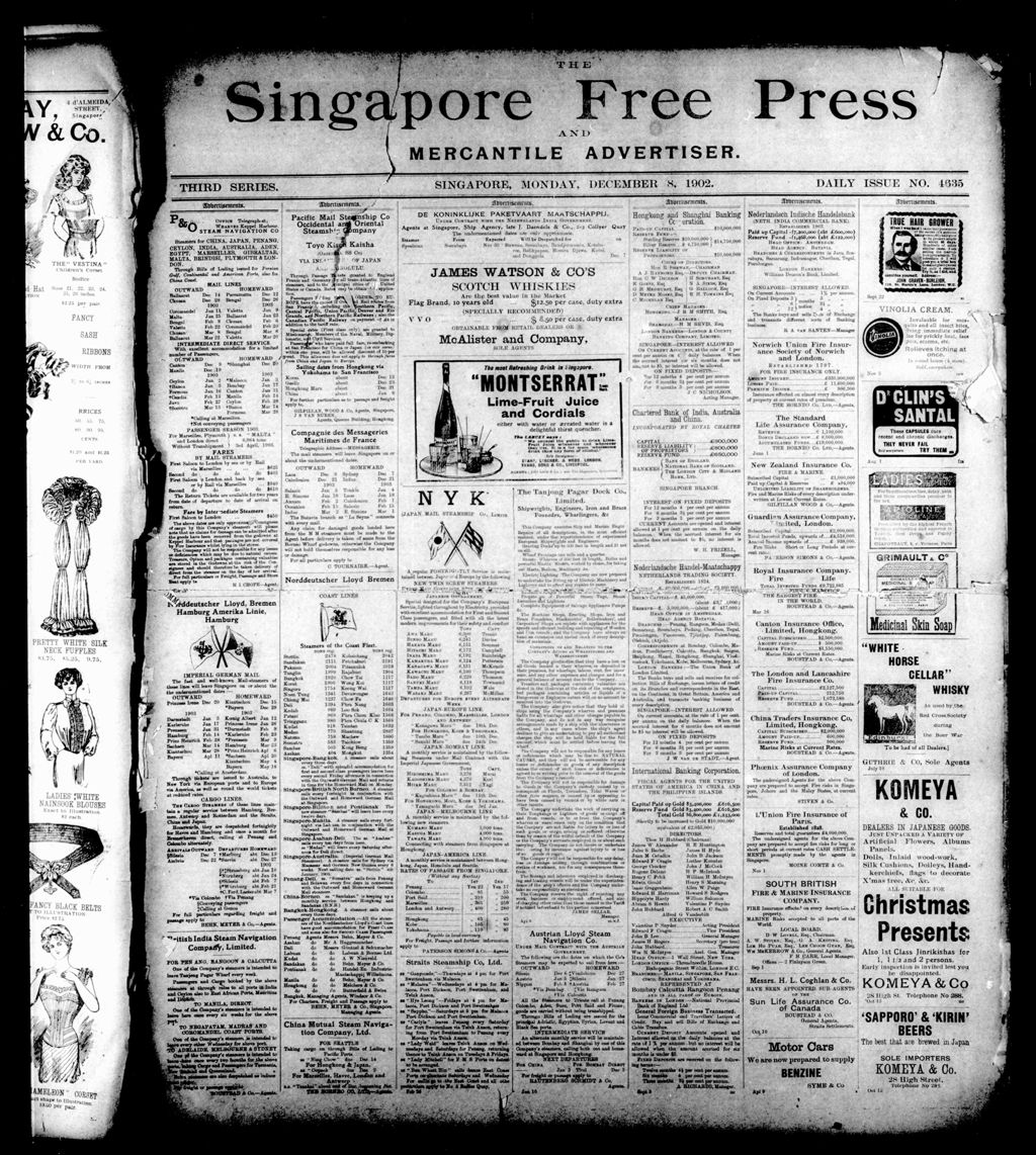 Miniature of Singapore Free Press and Mercantile Advertiser 08 December 1902