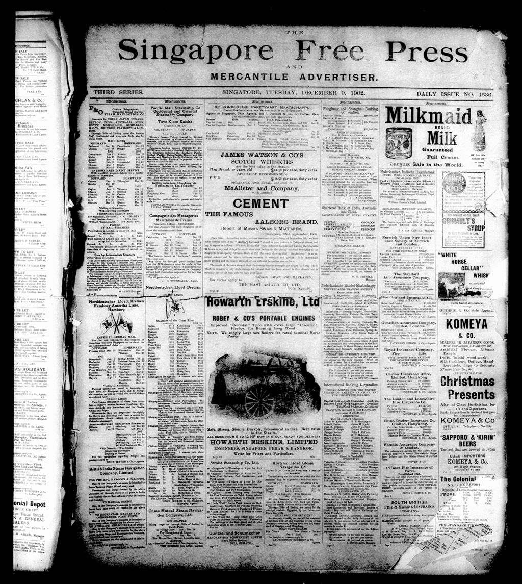 Miniature of Singapore Free Press and Mercantile Advertiser 09 December 1902