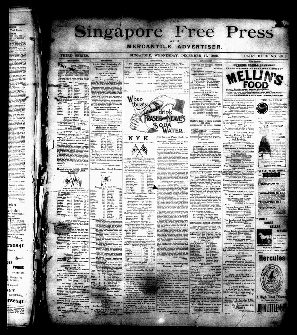 Miniature of Singapore Free Press and Mercantile Advertiser 17 December 1902