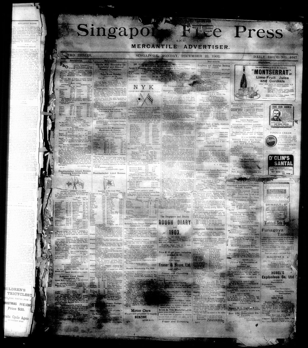 Miniature of Singapore Free Press and Mercantile Advertiser 22 December 1902