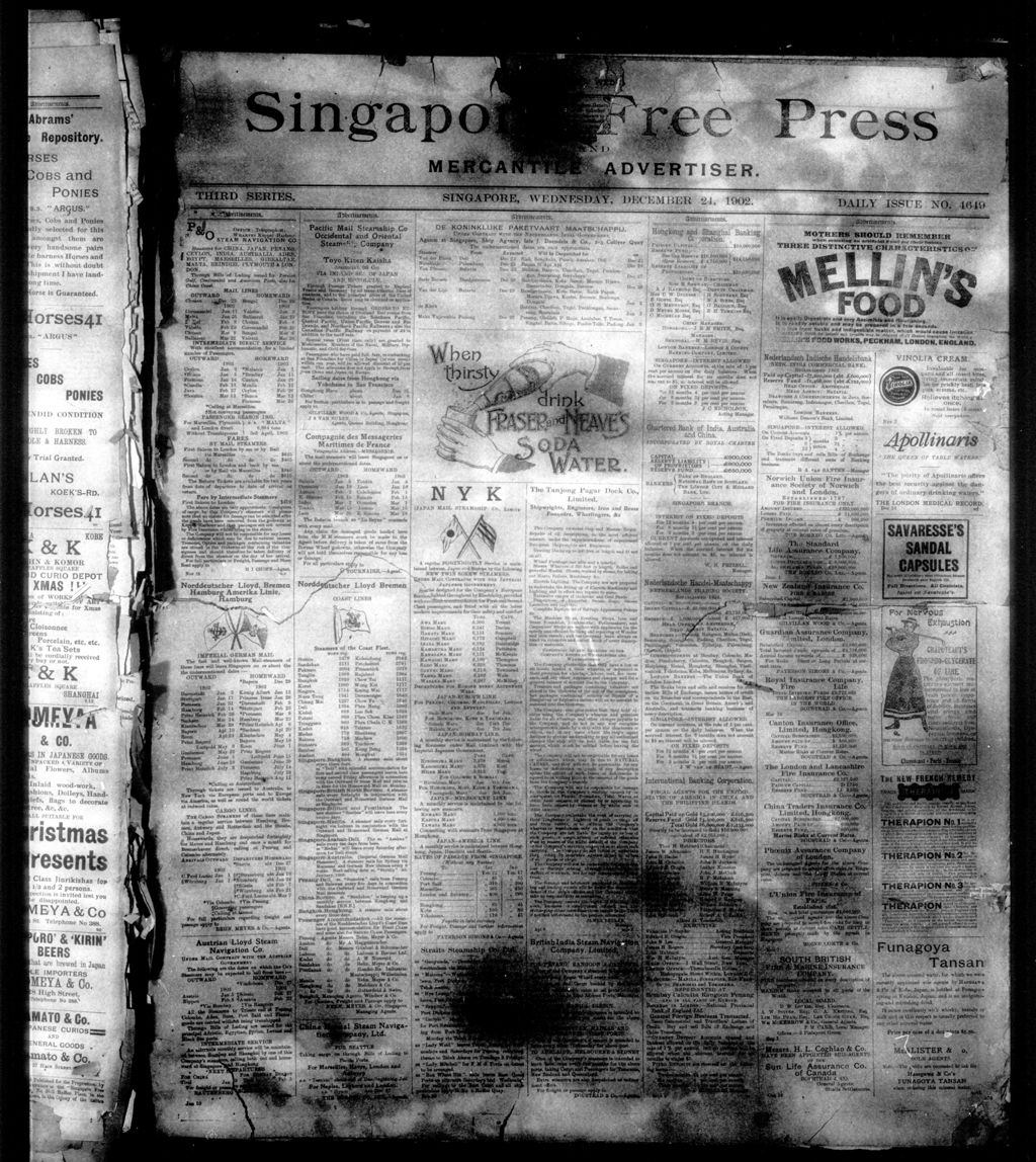 Miniature of Singapore Free Press and Mercantile Advertiser 24 December 1902