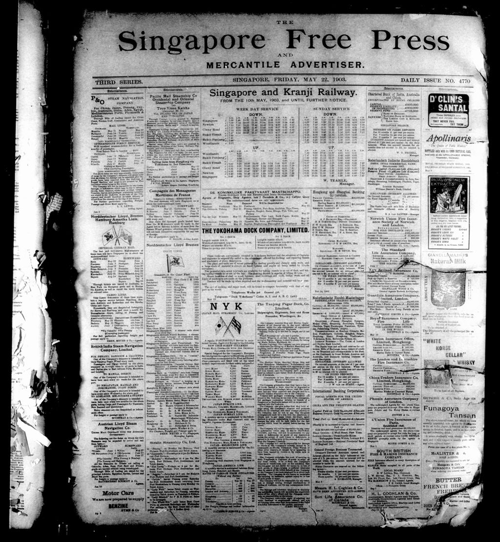 Miniature of Singapore Free Press and Mercantile Advertiser 22 May 1903