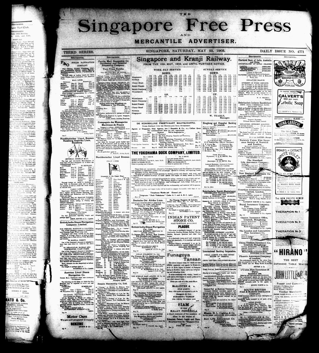 Miniature of Singapore Free Press and Mercantile Advertiser 23 May 1903