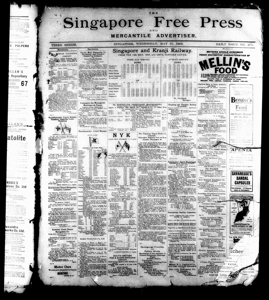 Miniature of Singapore Free Press and Mercantile Advertiser 27 May 1903