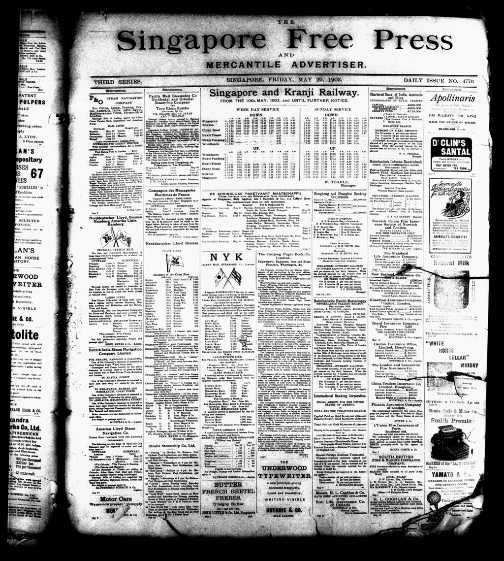 Miniature of Singapore Free Press and Mercantile Advertiser 29 May 1903