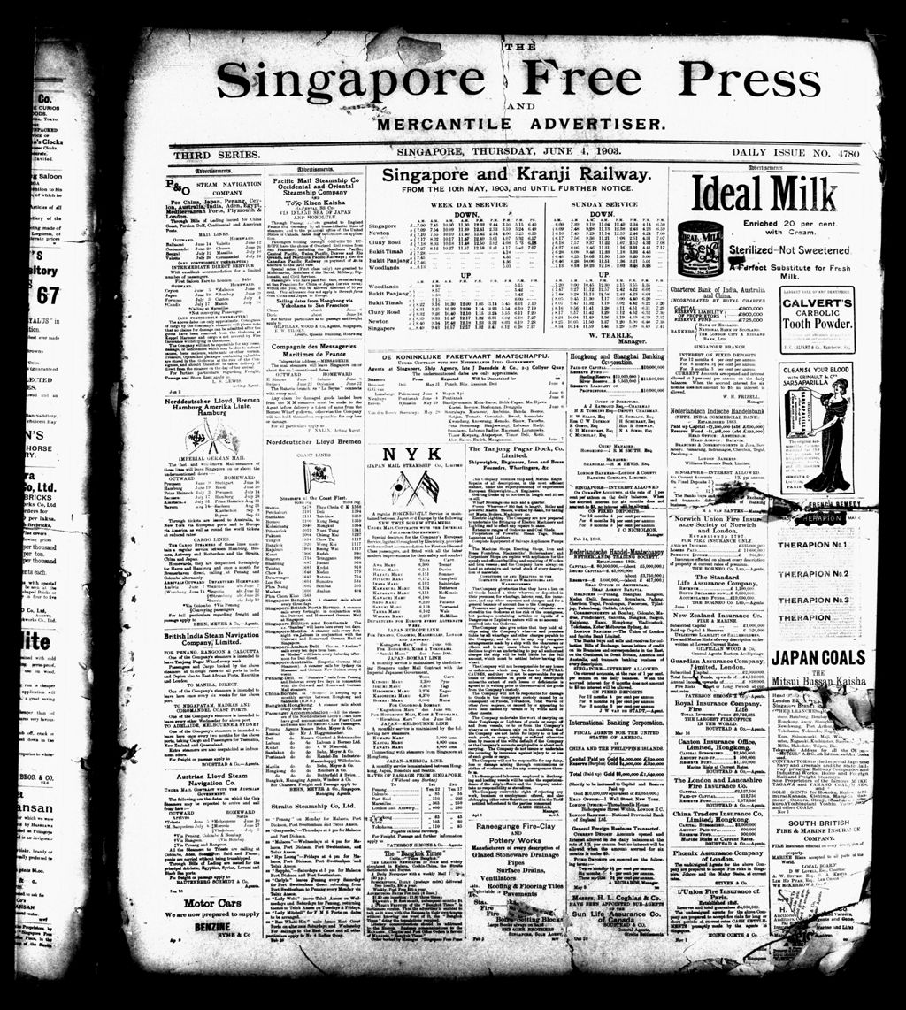 Miniature of Singapore Free Press and Mercantile Advertiser 04 June 1903