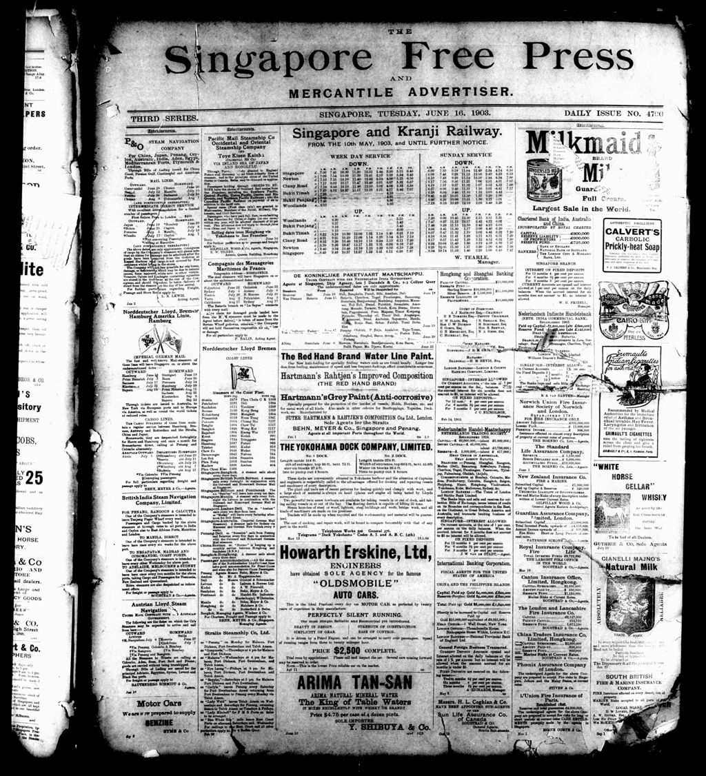 Miniature of Singapore Free Press and Mercantile Advertiser 16 June 1903