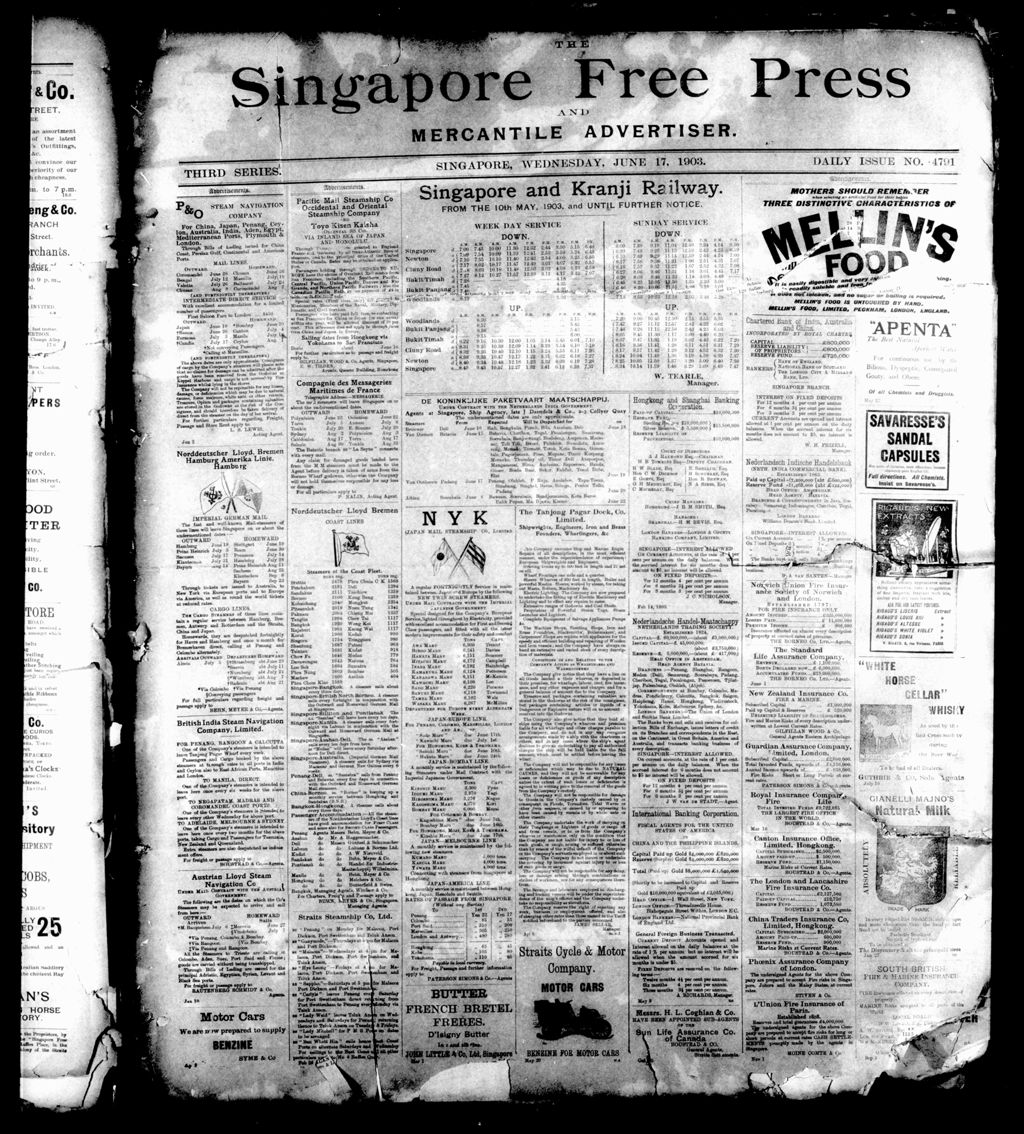 Miniature of Singapore Free Press and Mercantile Advertiser 17 June 1903