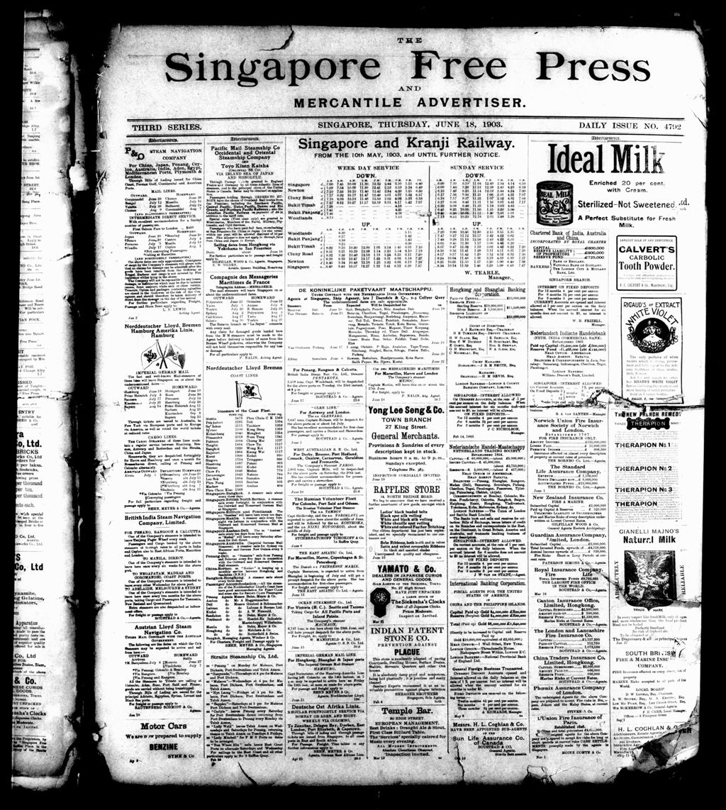 Miniature of Singapore Free Press and Mercantile Advertiser 18 June 1903