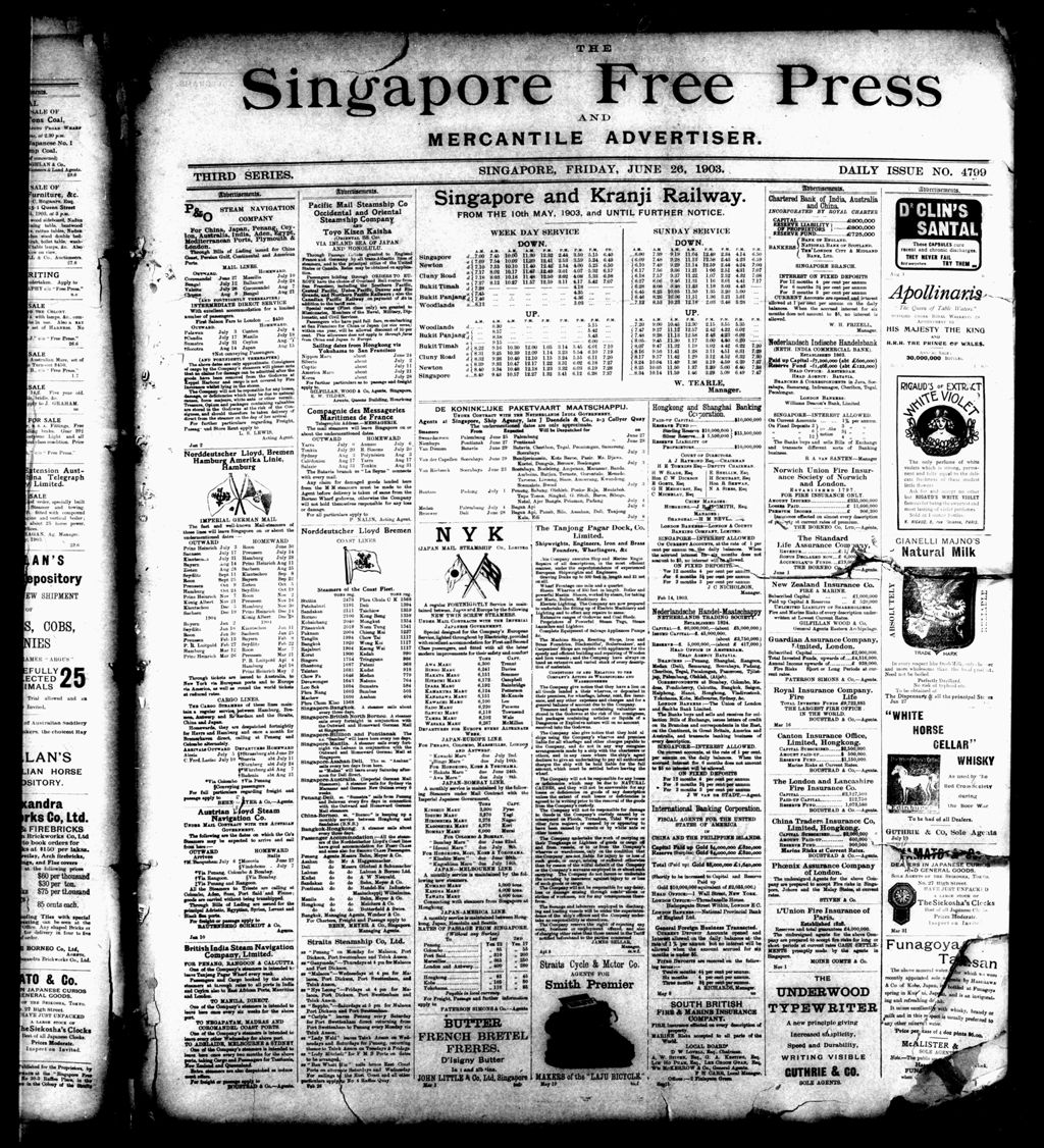 Miniature of Singapore Free Press and Mercantile Advertiser 26 June 1903