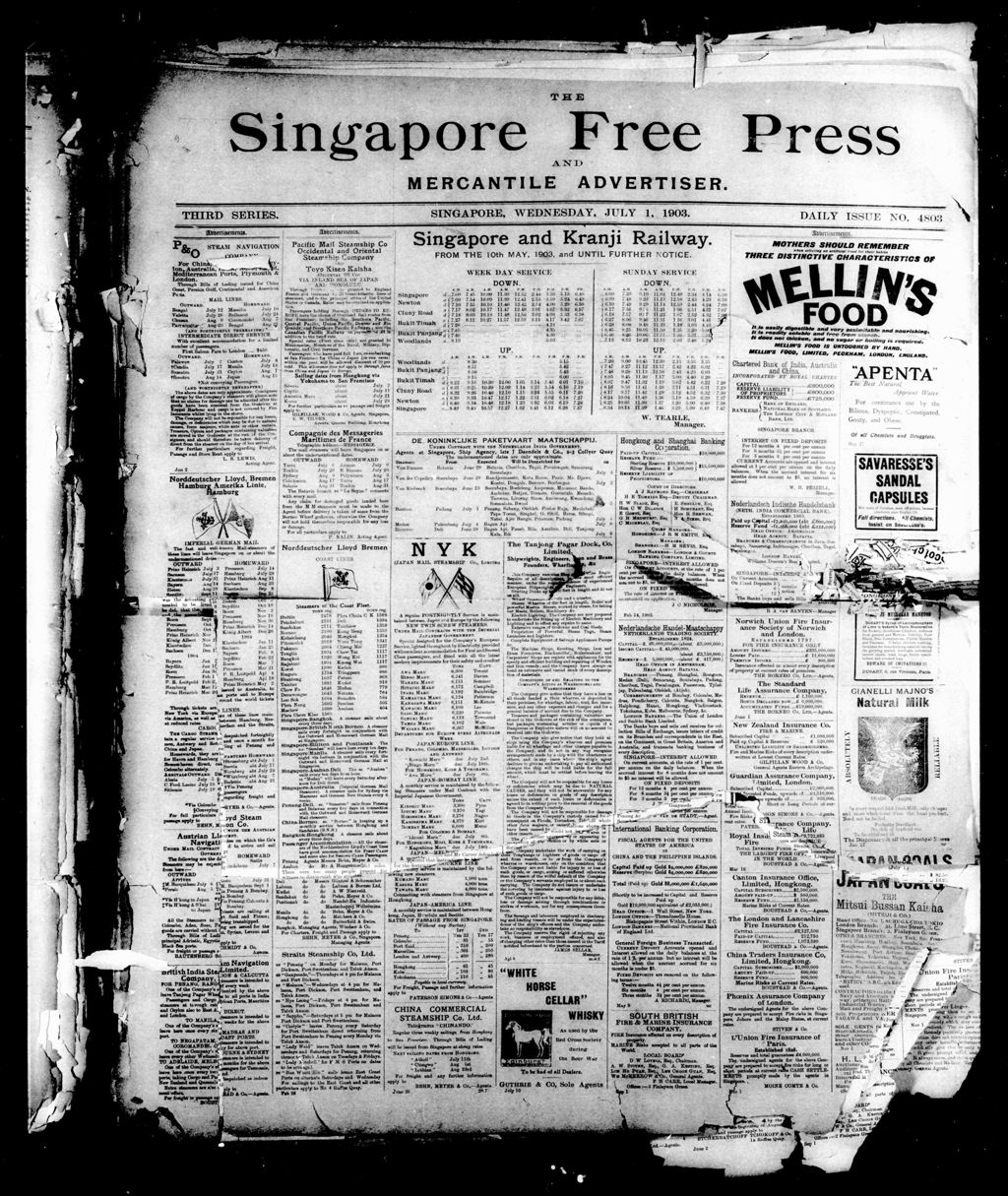 Miniature of Singapore Free Press and Mercantile Advertiser 01 July 1903