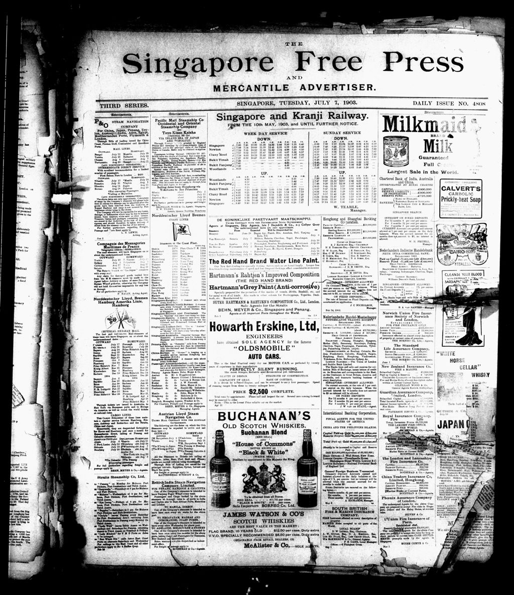 Miniature of Singapore Free Press and Mercantile Advertiser 07 July 1903