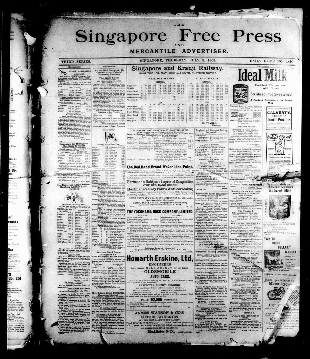 Miniature of Singapore Free Press and Mercantile Advertiser 09 July 1903