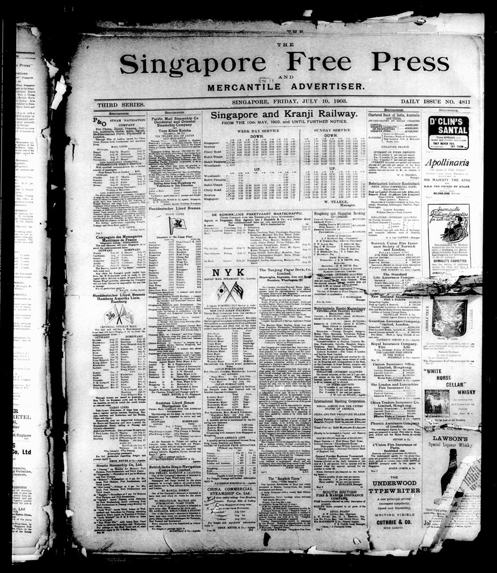 Miniature of Singapore Free Press and Mercantile Advertiser 10 July 1903