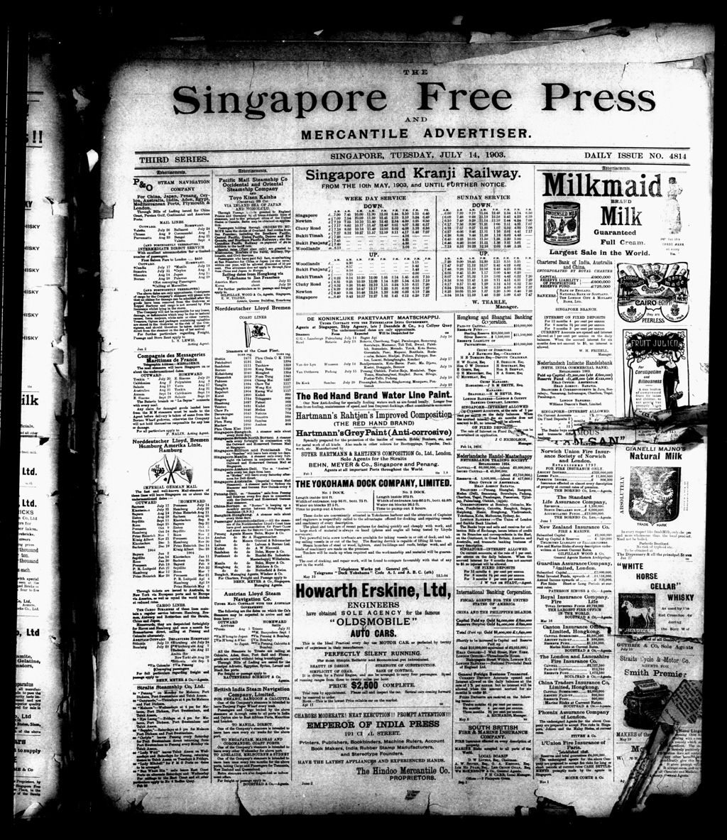 Miniature of Singapore Free Press and Mercantile Advertiser 14 July 1903