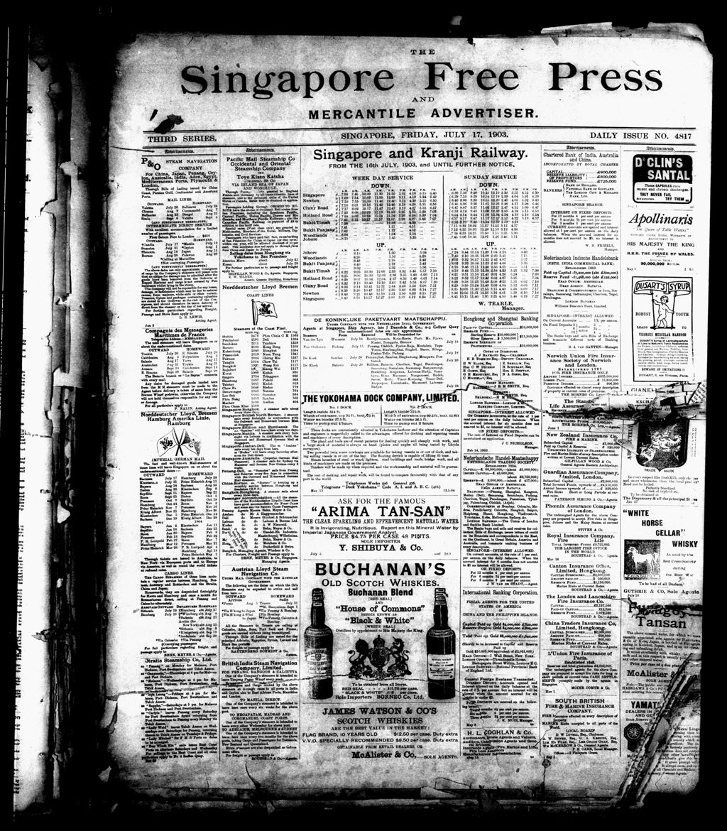 Miniature of Singapore Free Press and Mercantile Advertiser 17 July 1903