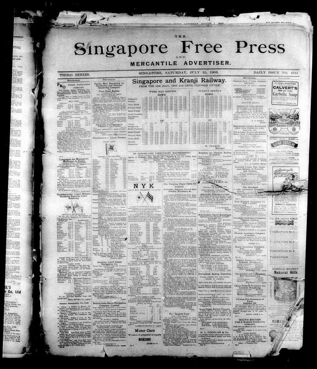 Miniature of Singapore Free Press and Mercantile Advertiser 25 July 1903