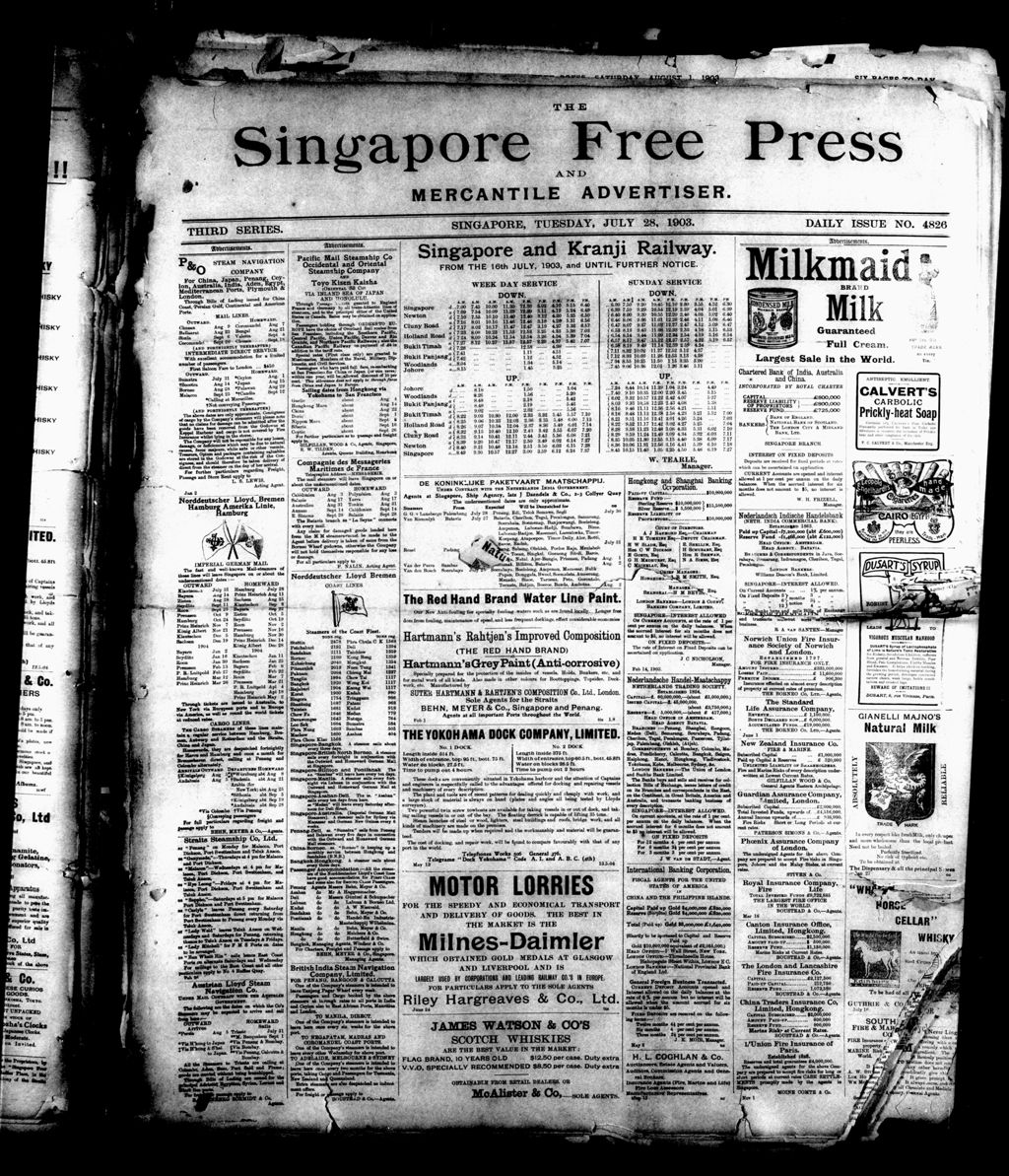 Miniature of Singapore Free Press and Mercantile Advertiser 28 July 1903