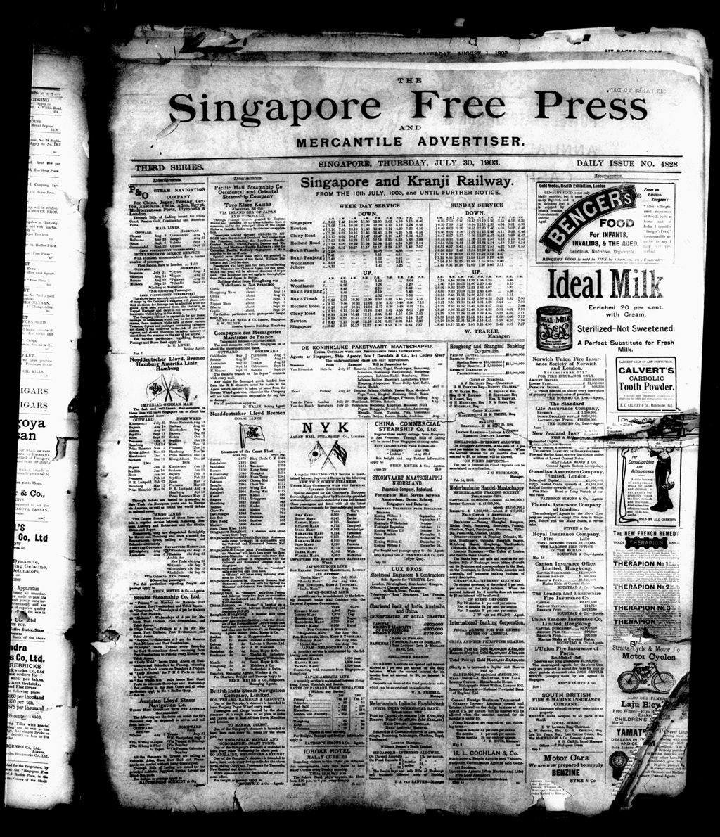 Miniature of Singapore Free Press and Mercantile Advertiser 30 July 1903