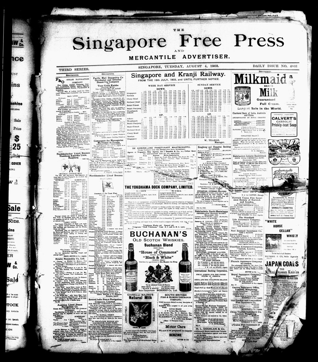 Miniature of Singapore Free Press and Mercantile Advertiser 04 August 1903