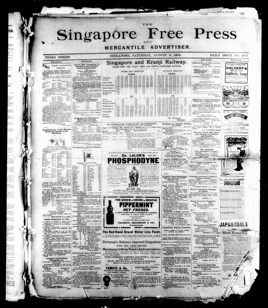 Miniature of Singapore Free Press and Mercantile Advertiser 08 August 1903