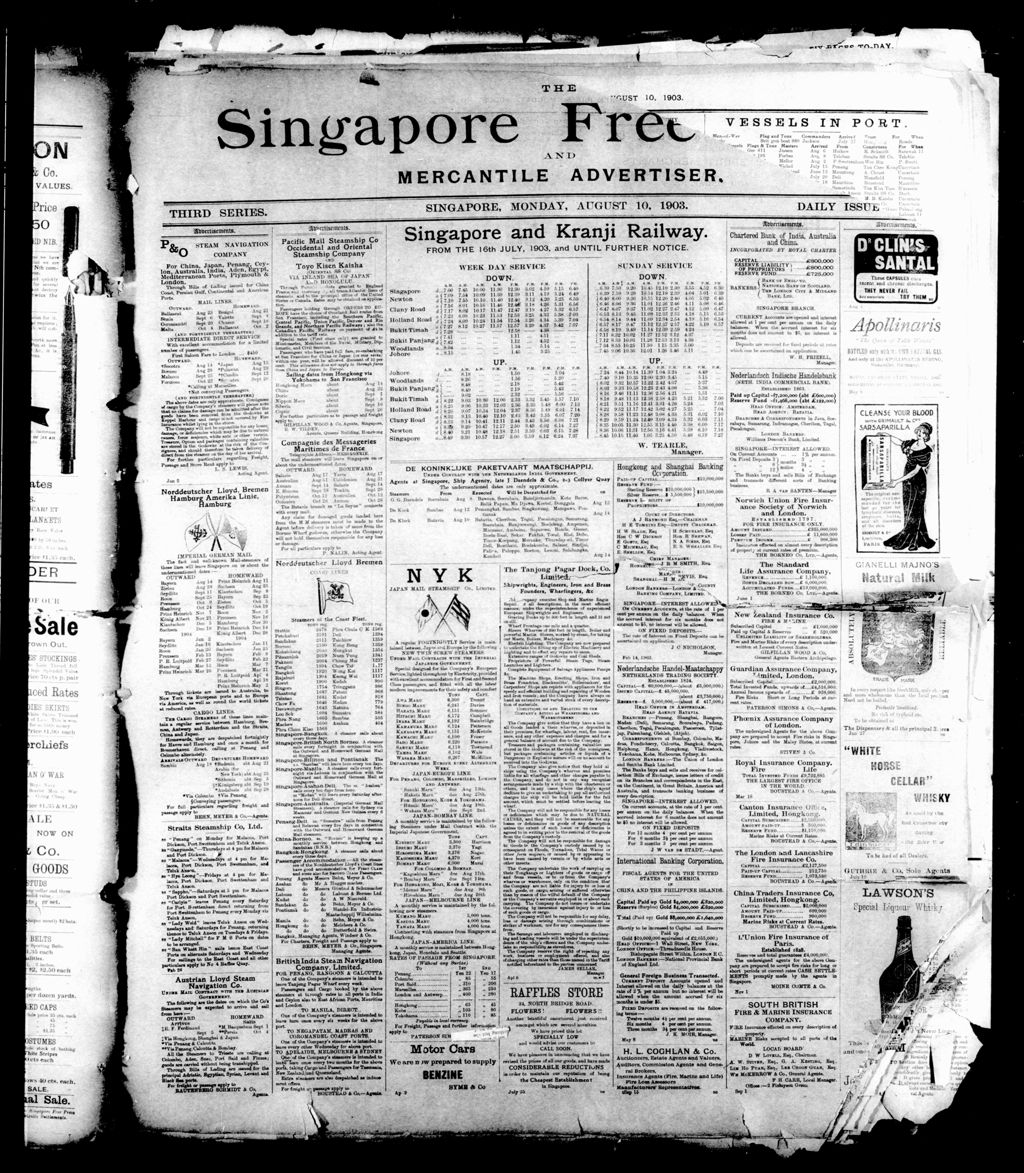 Miniature of Singapore Free Press and Mercantile Advertiser 10 August 1903