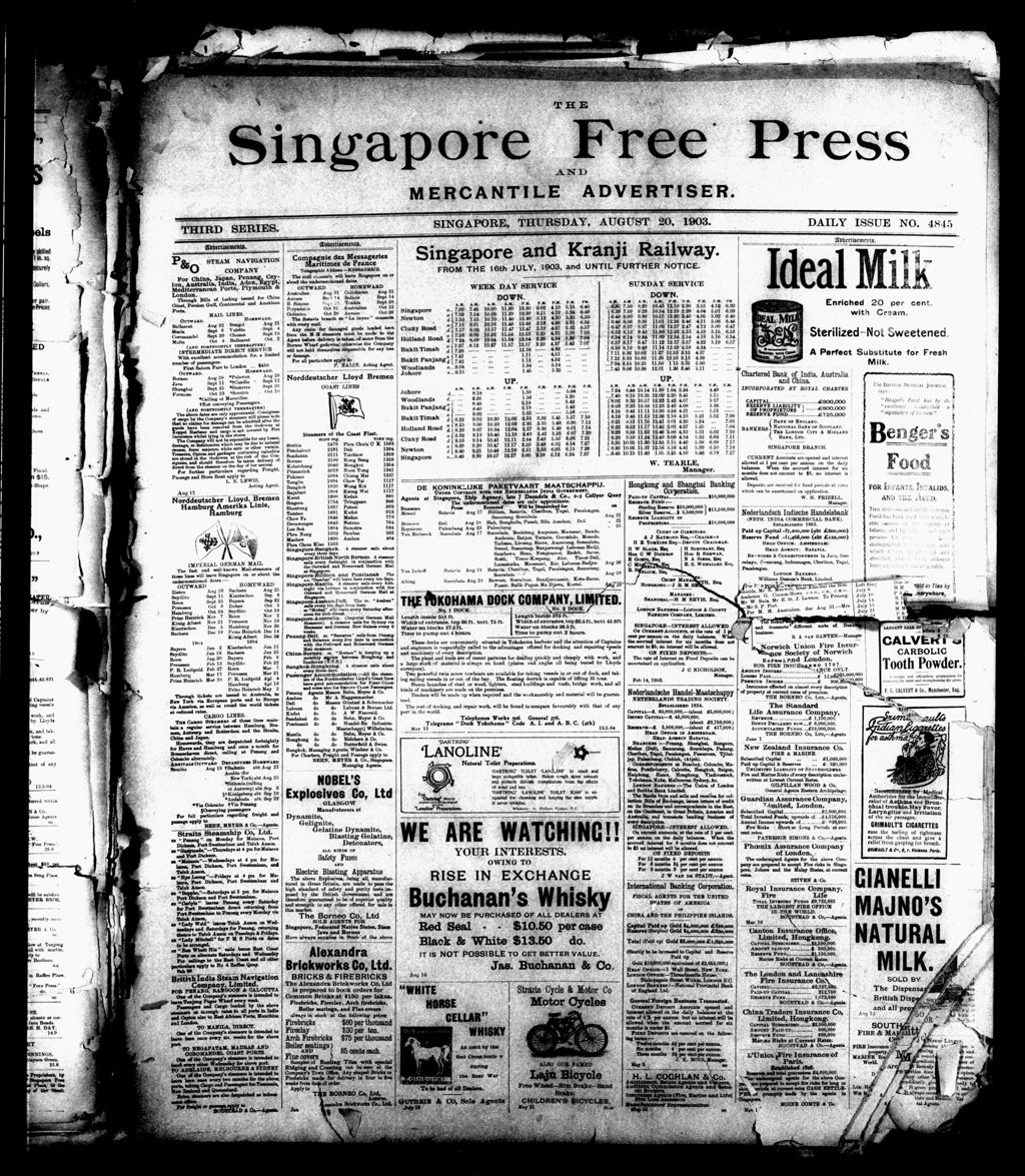 Miniature of Singapore Free Press and Mercantile Advertiser 20 August 1903