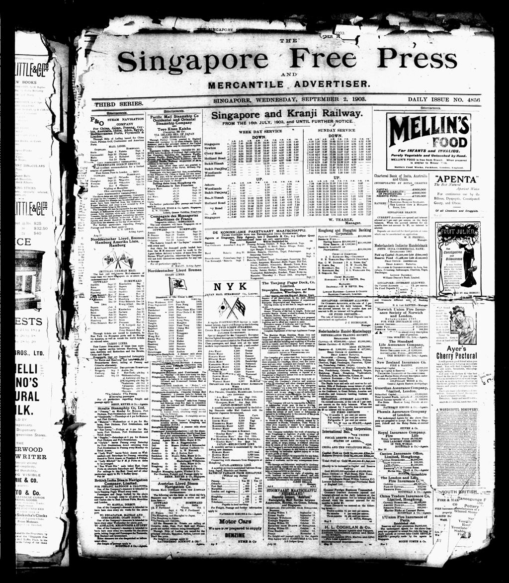 Miniature of Singapore Free Press and Mercantile Advertiser 02 September 1903