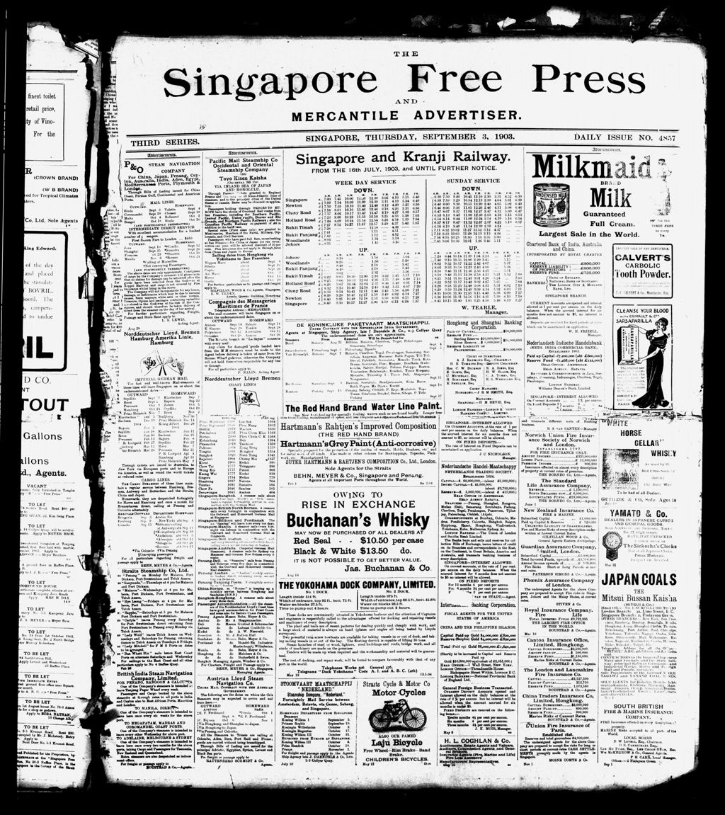 Miniature of Singapore Free Press and Mercantile Advertiser 03 September 1903