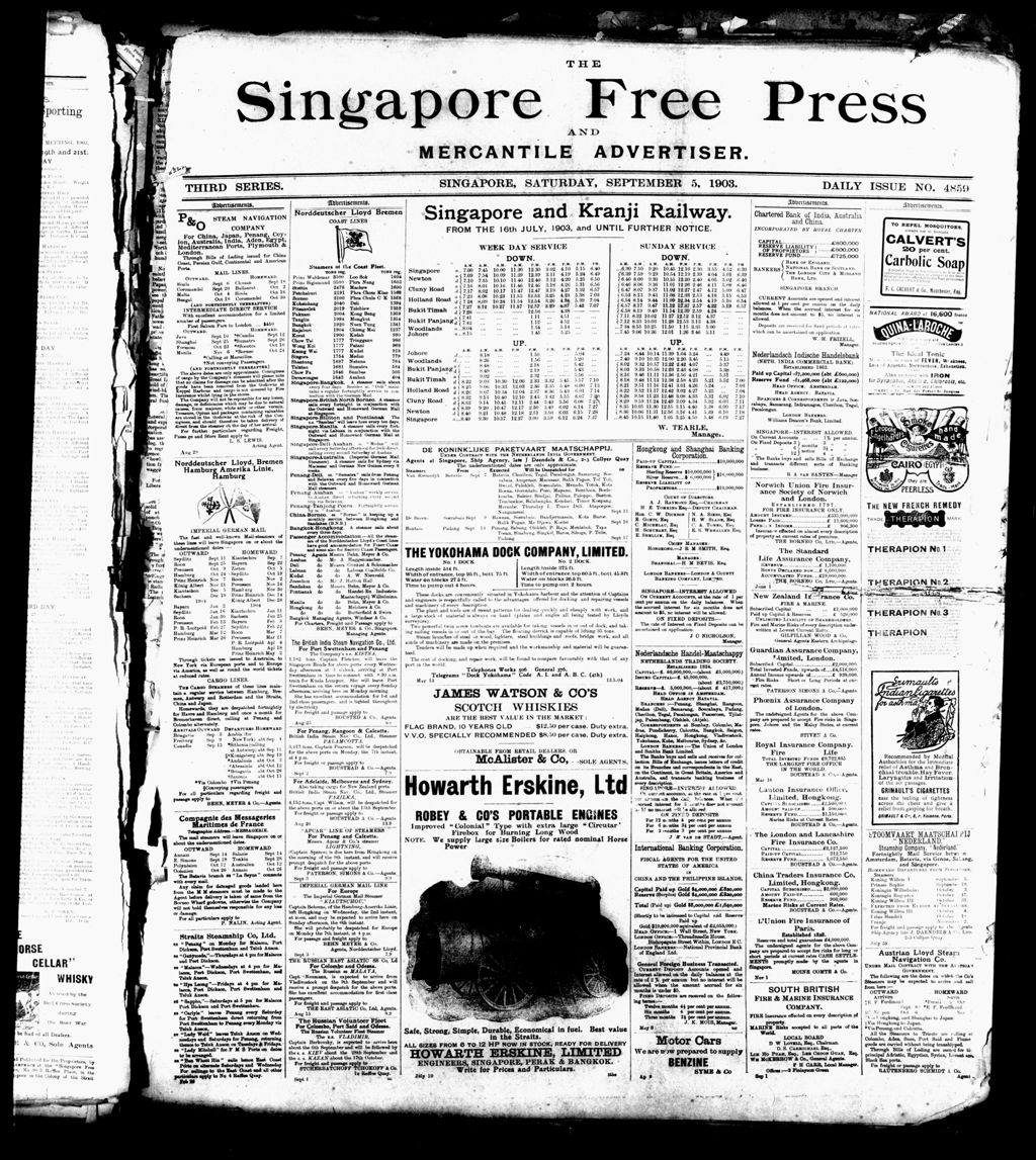 Miniature of Singapore Free Press and Mercantile Advertiser 05 September 1903