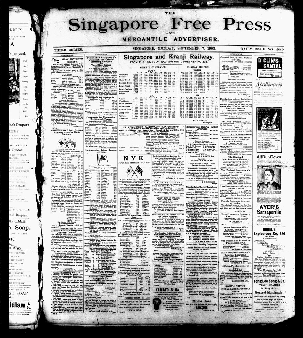 Miniature of Singapore Free Press and Mercantile Advertiser 07 September 1903