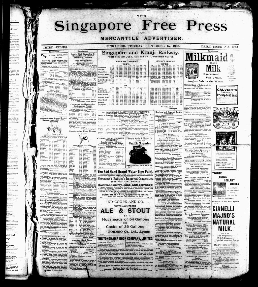 Miniature of Singapore Free Press and Mercantile Advertiser 15 September 1903