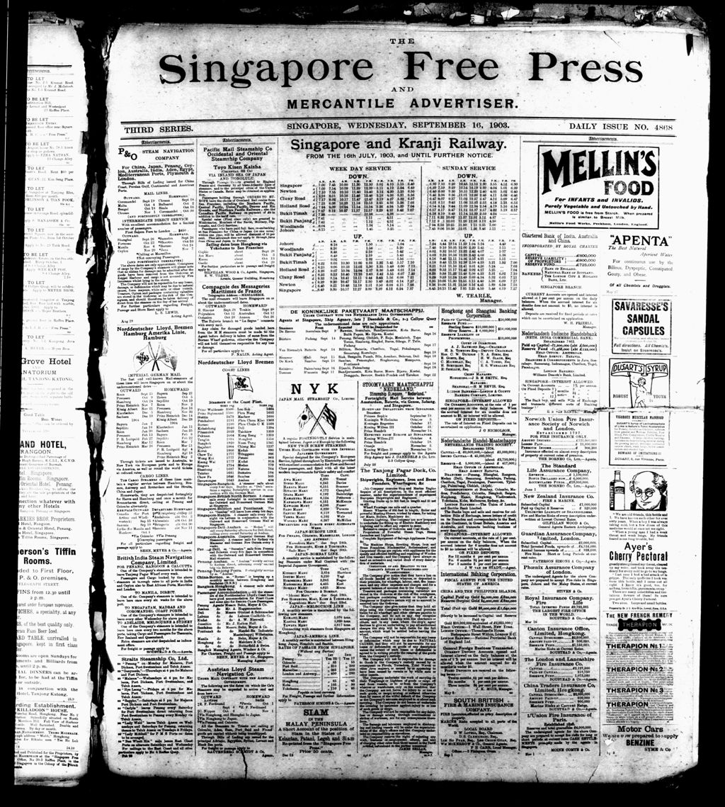 Miniature of Singapore Free Press and Mercantile Advertiser 16 September 1903