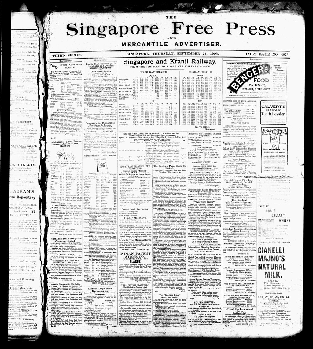 Miniature of Singapore Free Press and Mercantile Advertiser 24 September 1903