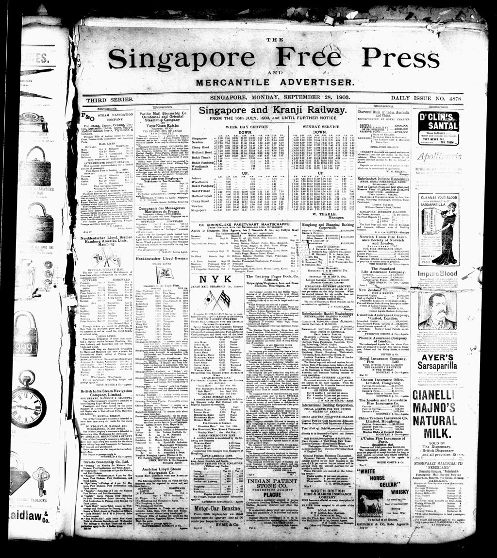 Miniature of Singapore Free Press and Mercantile Advertiser 28 September 1903