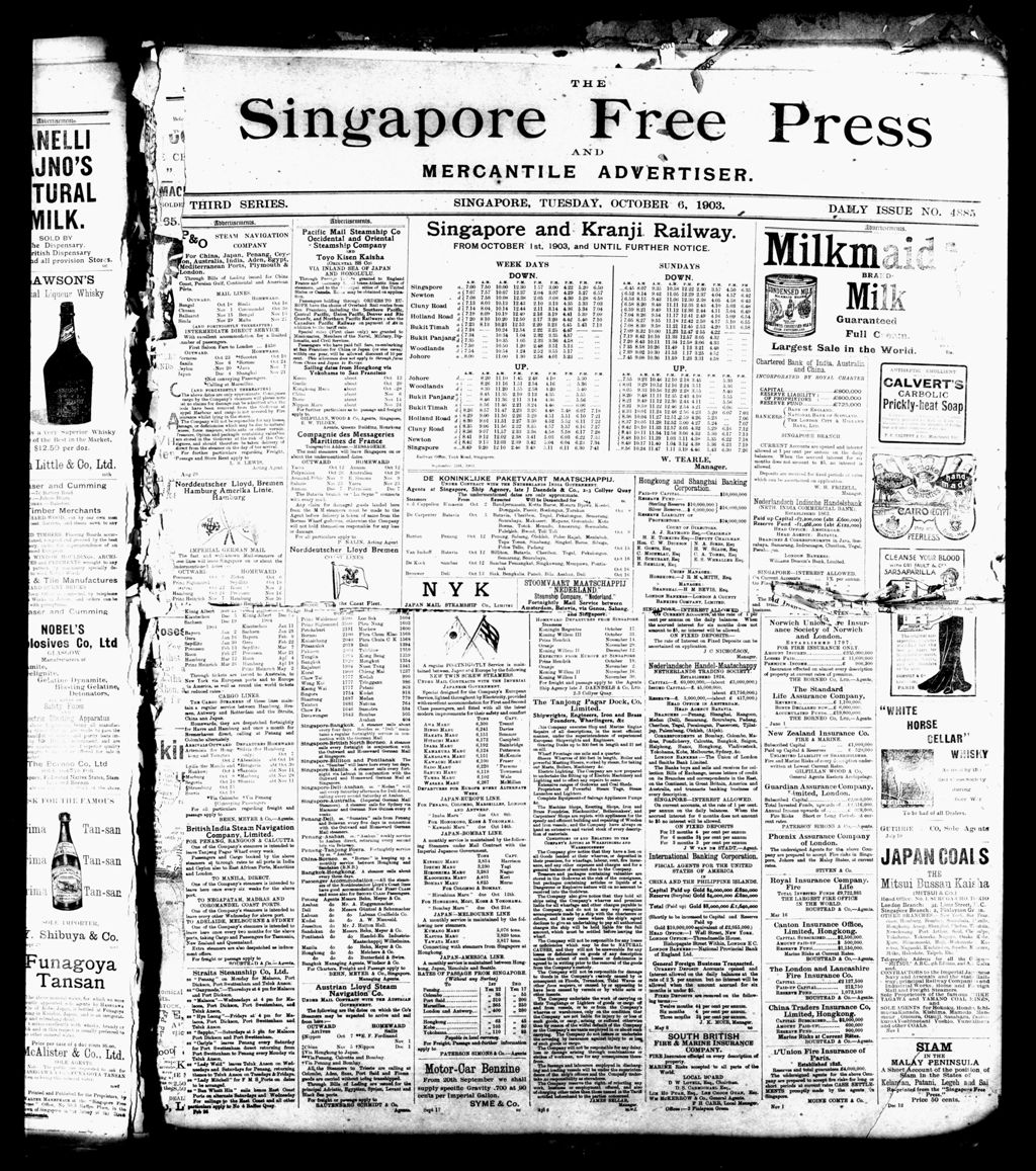 Miniature of Singapore Free Press and Mercantile Advertiser 06 October 1903