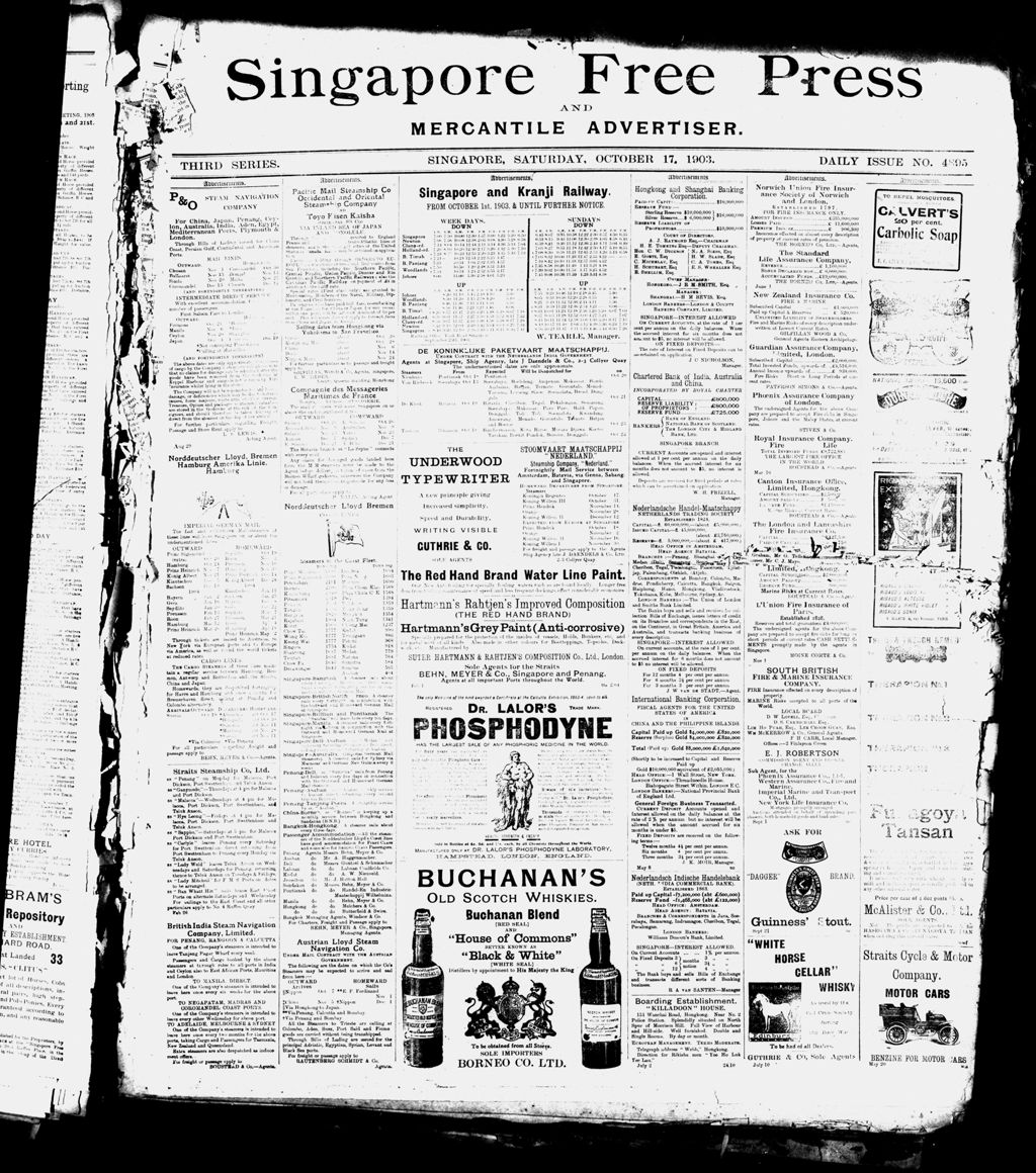 Miniature of Singapore Free Press and Mercantile Advertiser 17 October 1903