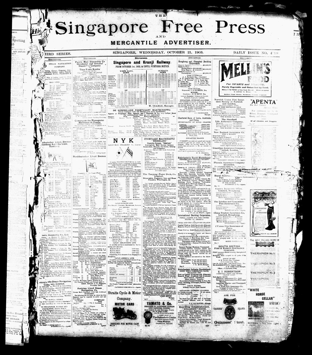 Miniature of Singapore Free Press and Mercantile Advertiser 21 October 1903