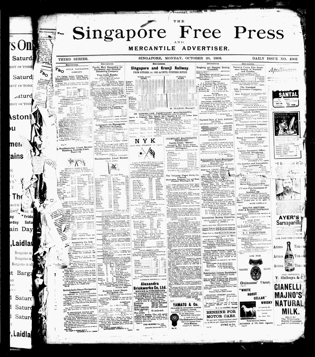 Miniature of Singapore Free Press and Mercantile Advertiser 26 October 1903