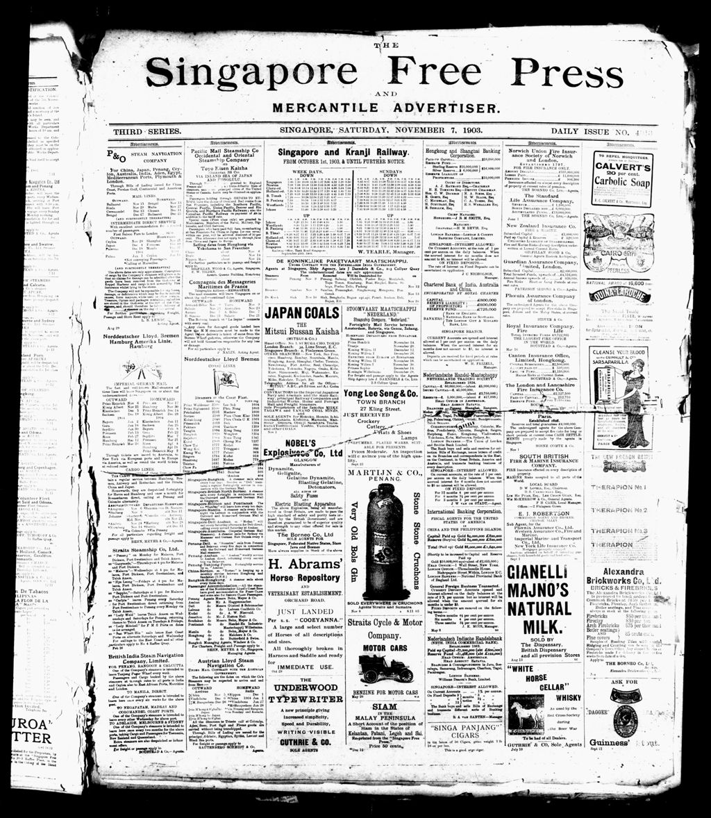 Miniature of Singapore Free Press and Mercantile Advertiser 07 November 1903