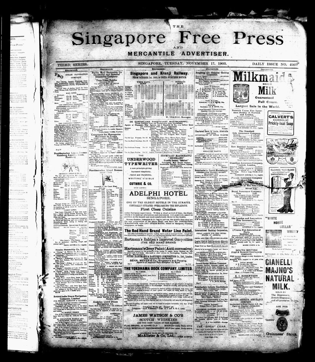 Miniature of Singapore Free Press and Mercantile Advertiser 17 November 1903