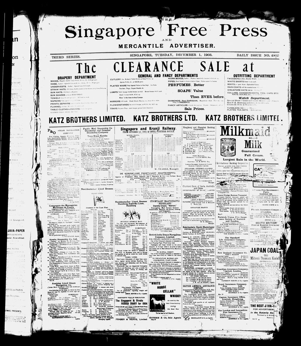 Miniature of Singapore Free Press and Mercantile Advertiser 01 December 1903