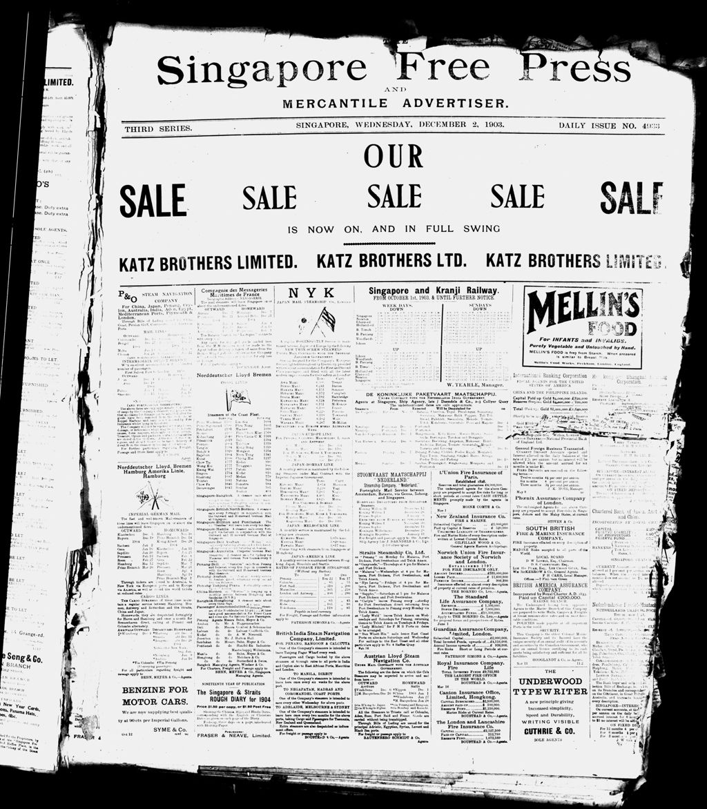 Miniature of Singapore Free Press and Mercantile Advertiser 02 December 1903