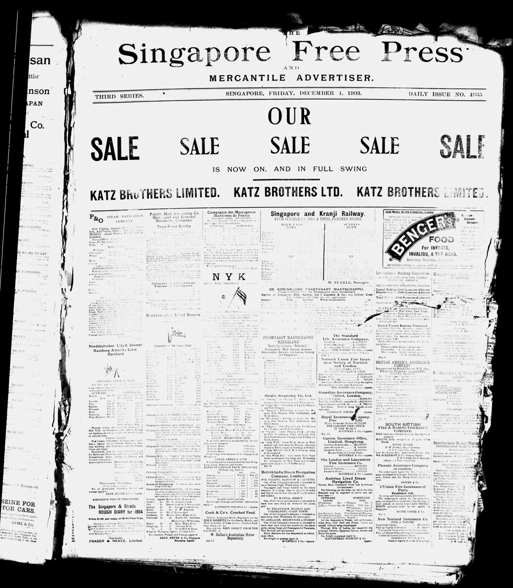 Miniature of Singapore Free Press and Mercantile Advertiser 04 December 1903