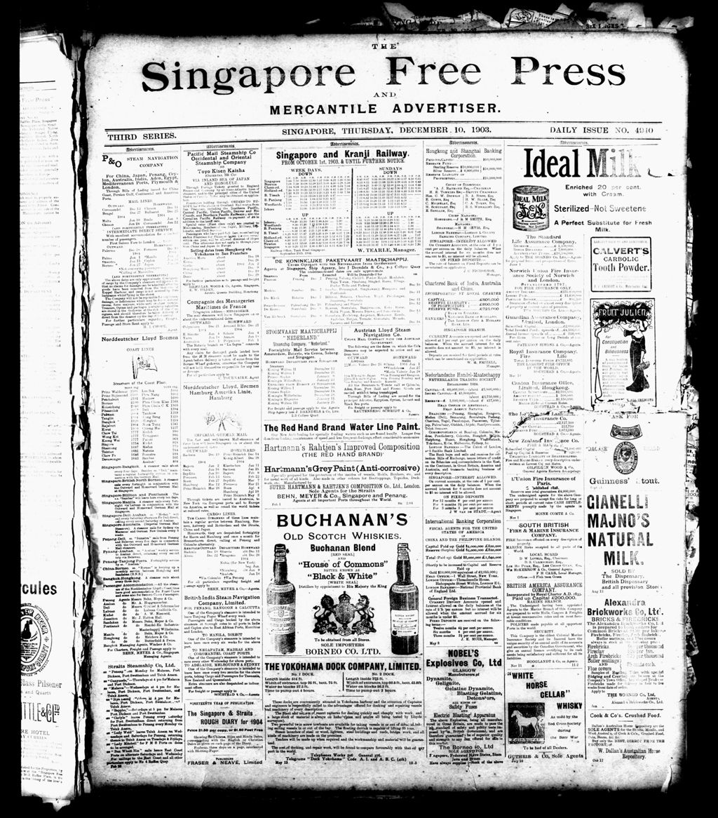 Miniature of Singapore Free Press and Mercantile Advertiser 10 December 1903