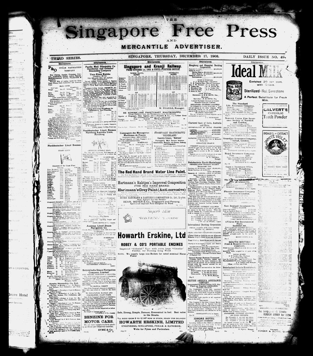 Miniature of Singapore Free Press and Mercantile Advertiser 17 December 1903