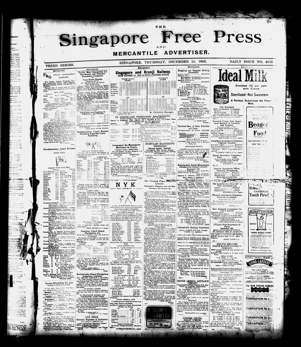 Miniature of Singapore Free Press and Mercantile Advertiser 24 December 1903