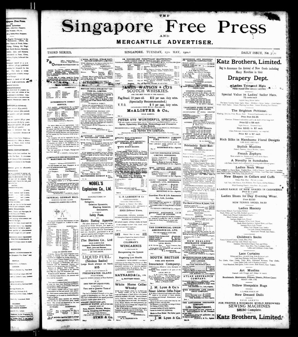 Miniature of Singapore Free Press and Mercantile Advertiser 15 May 1900